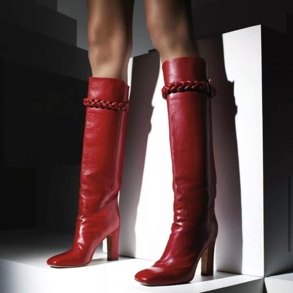Valentino leather braided boots